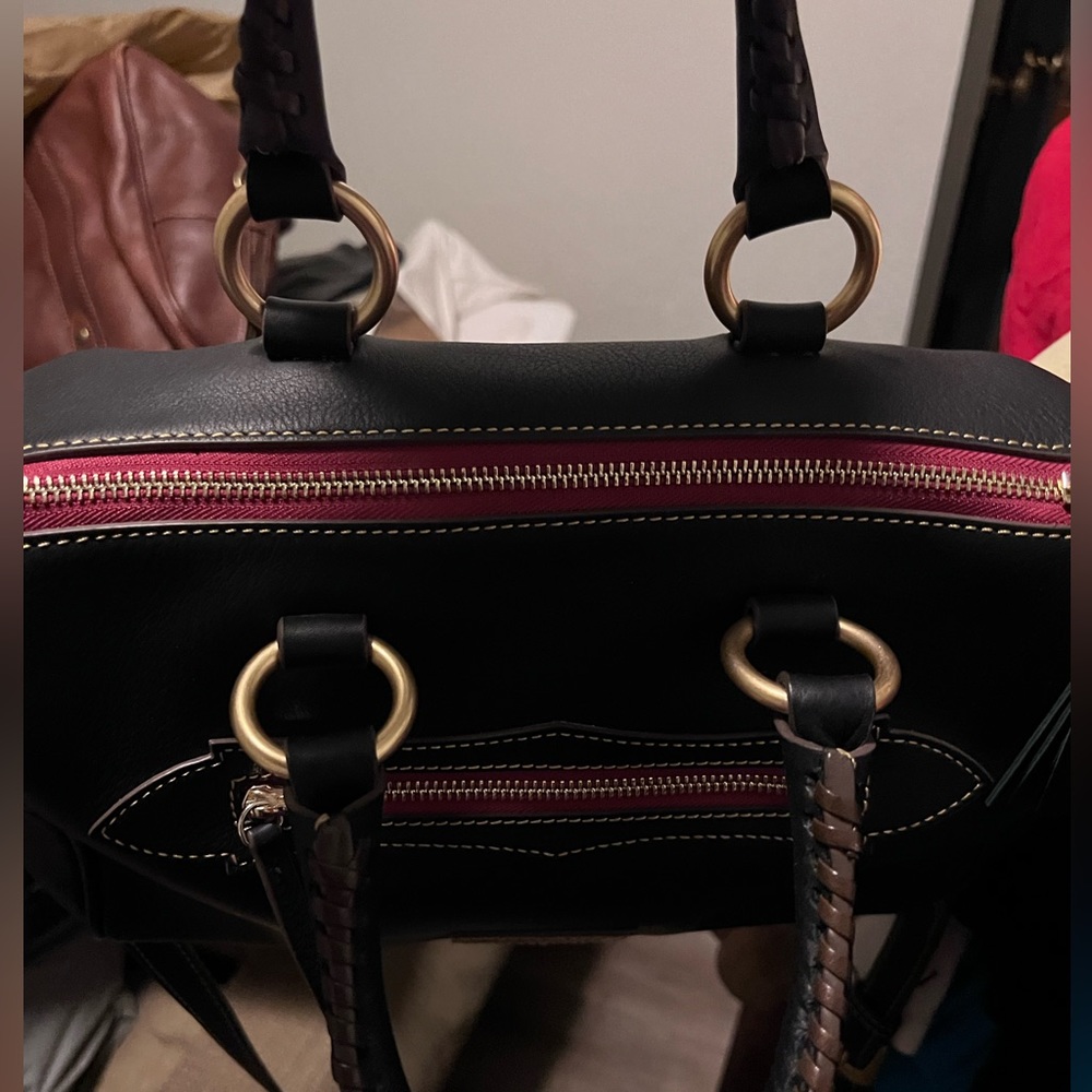 Dooney & Bourke Horse Shoe Western Black Red Leather Duffle HTF RARE - Picture 6 of 10